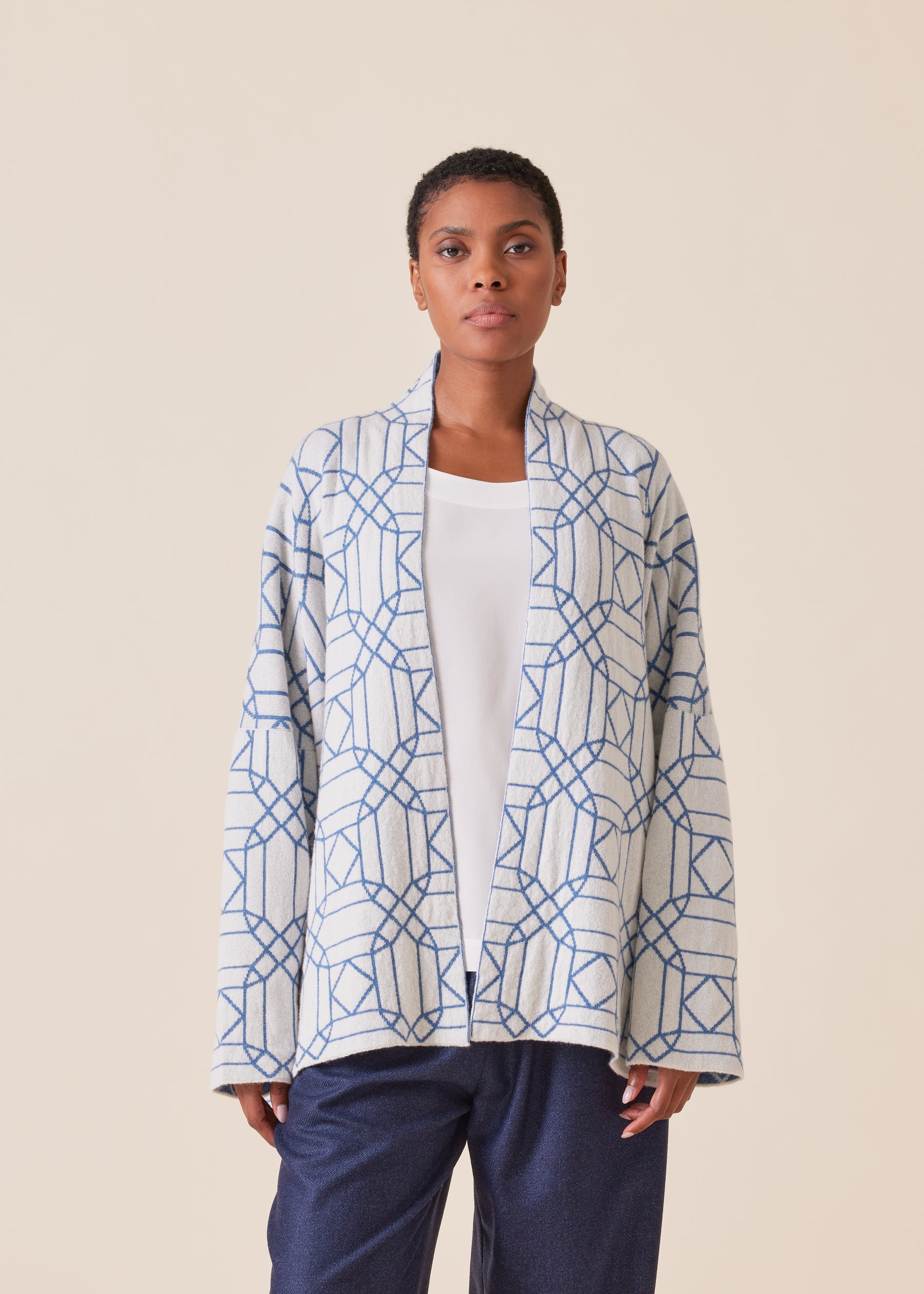 cashmere knitted scrunch shawl collar cardigan - mid