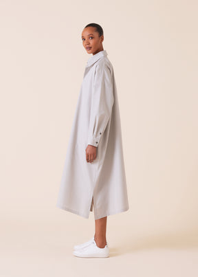 cotton wide a-line shirt dress with collar