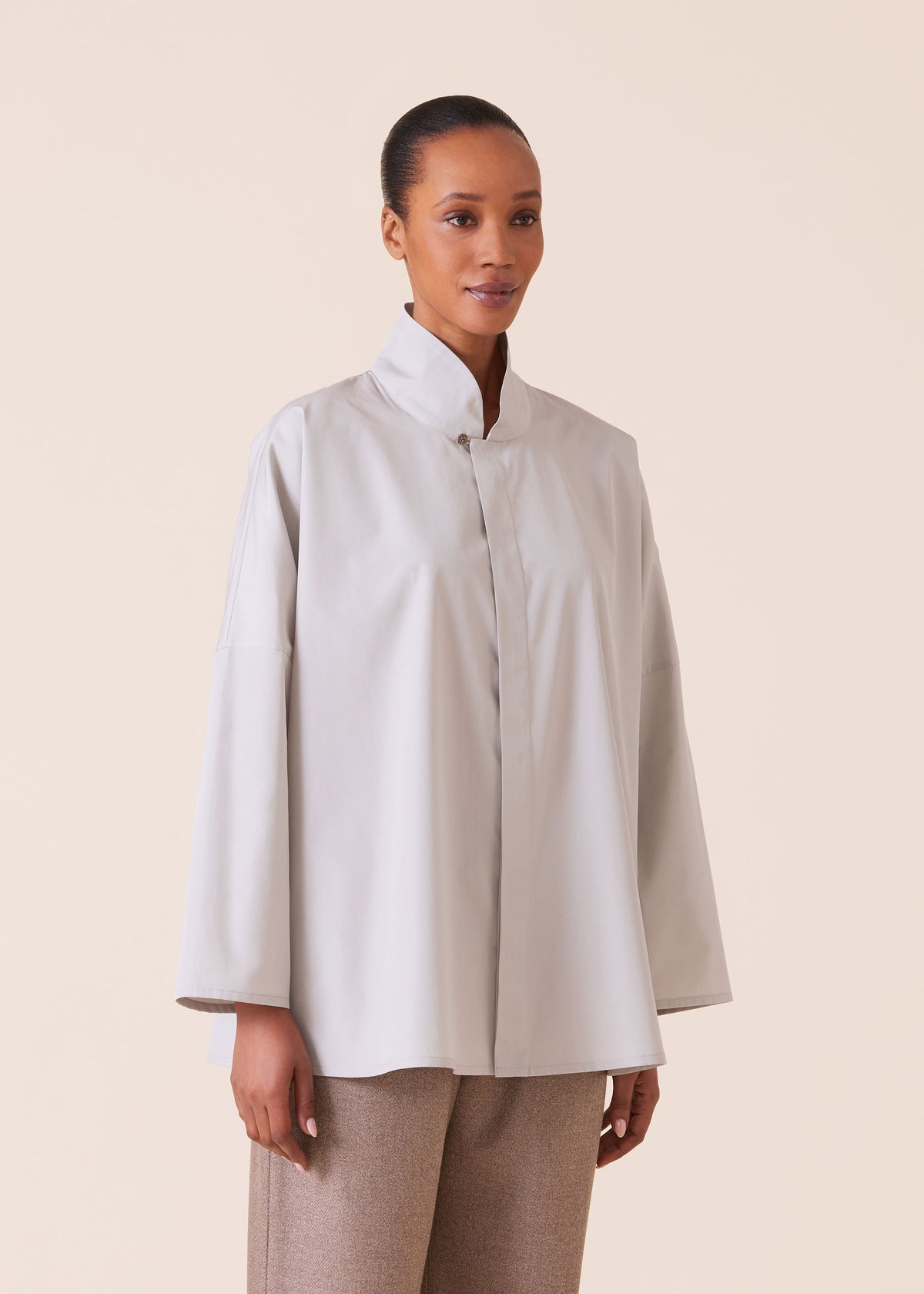 cotton chinese imperial shirt with chinese collar - long