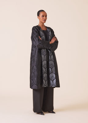 silk mix round neck chinese jacket - 3/4 length (reversible)