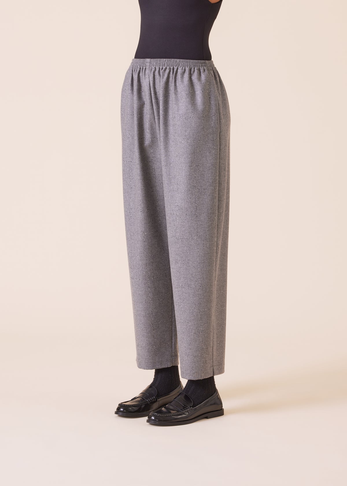 wool cashmere mix longer japanese trouser with ankle slits