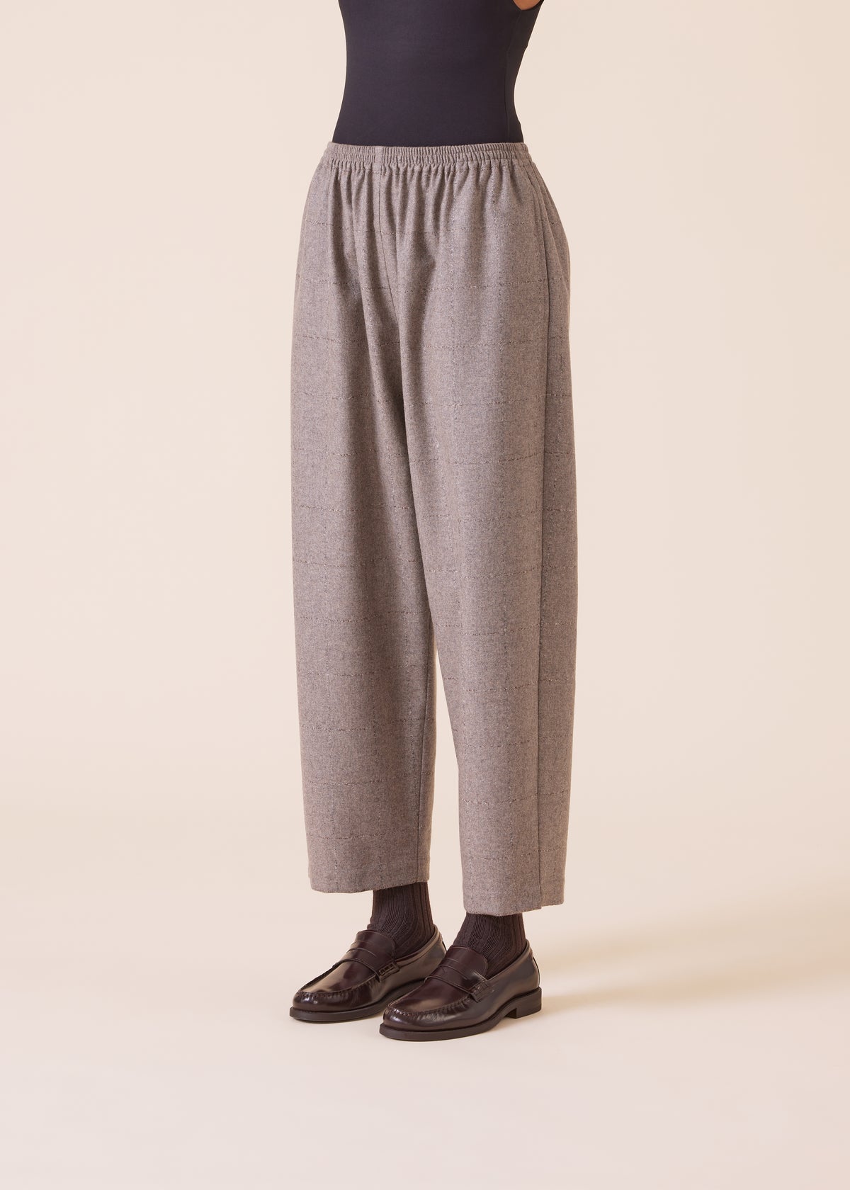 wool cashmere mix longer japanese trouser with ankle slits