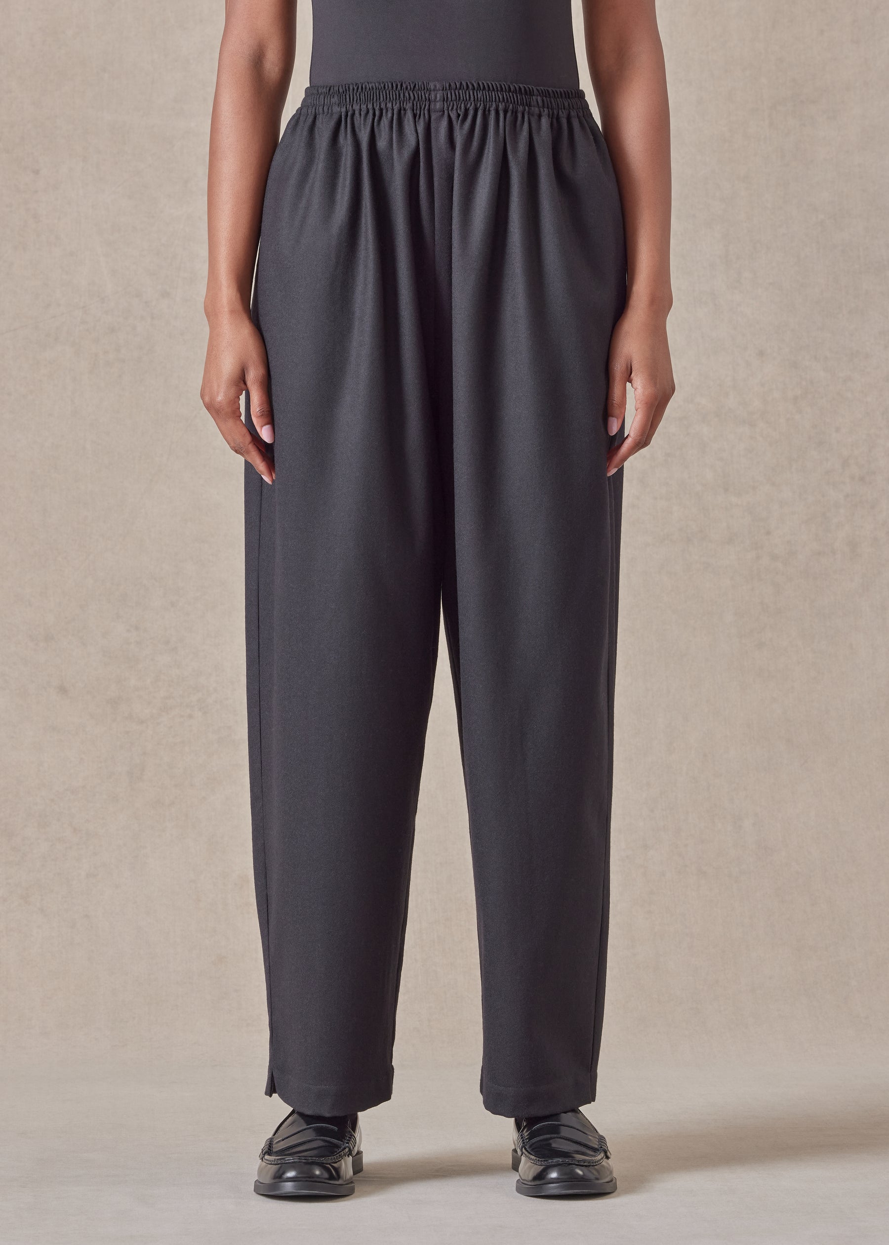 wool longer japanese trouser with ankle slits