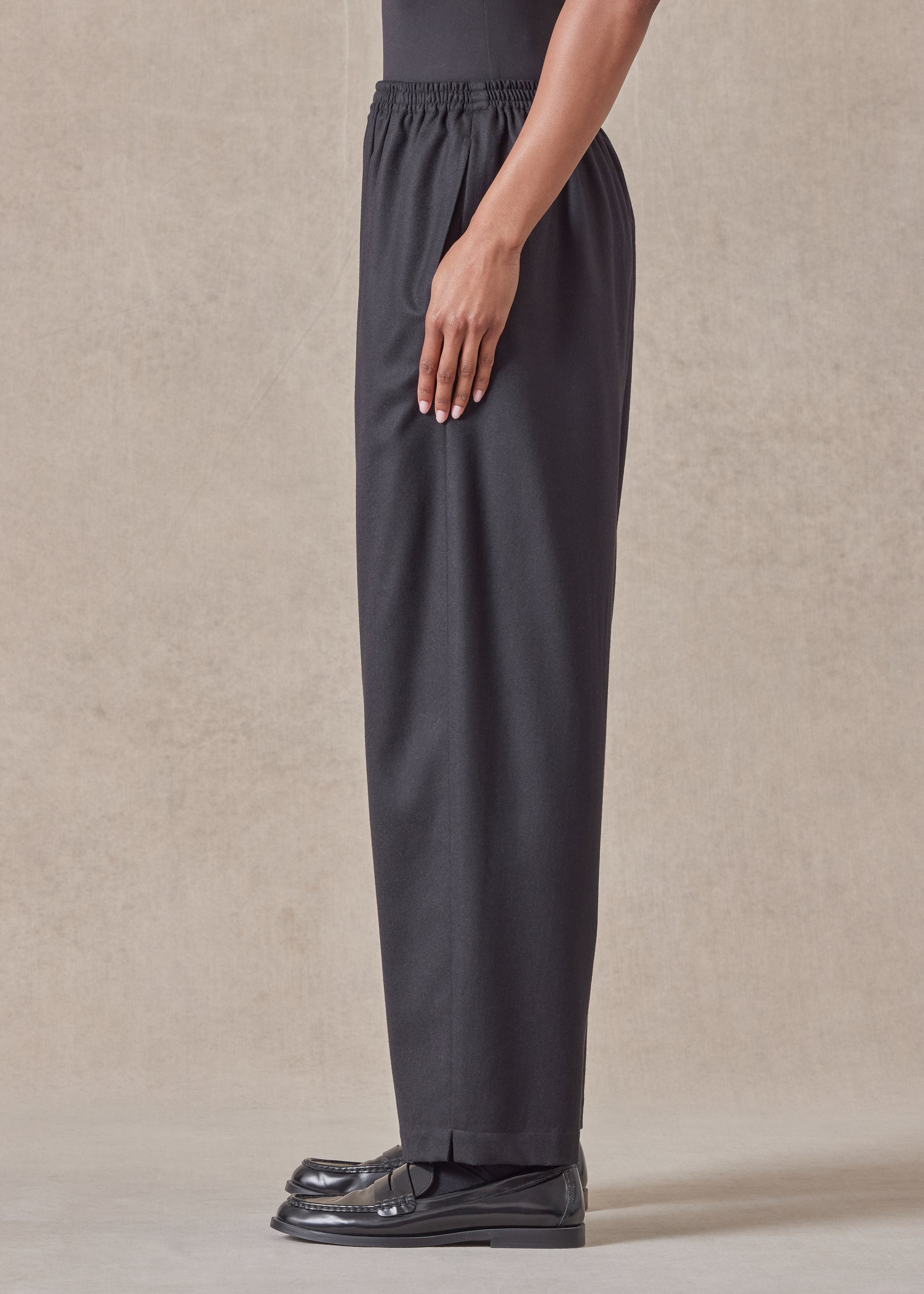 wool longer japanese trouser with ankle slits