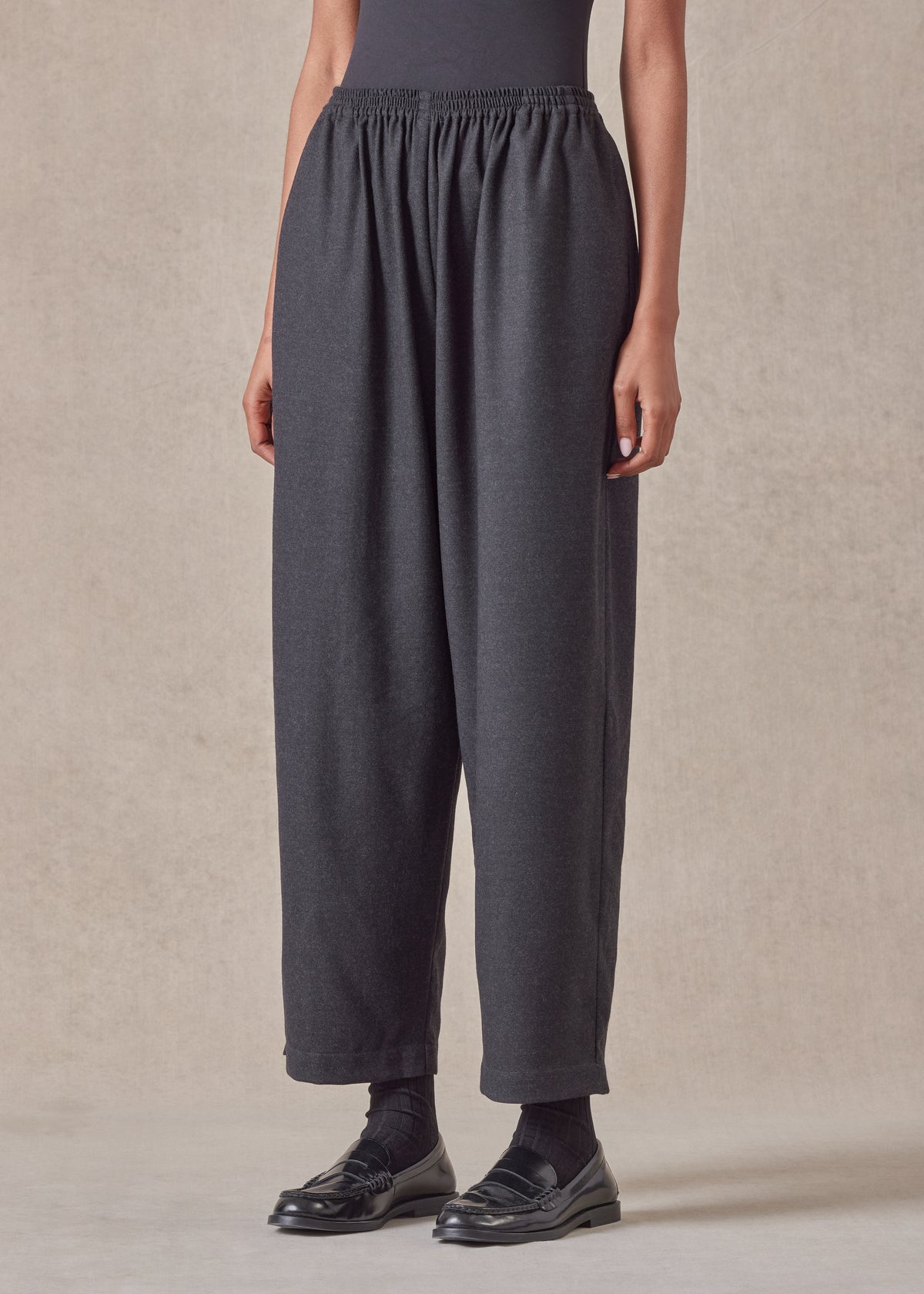 wool longer japanese trouser with ankle slits