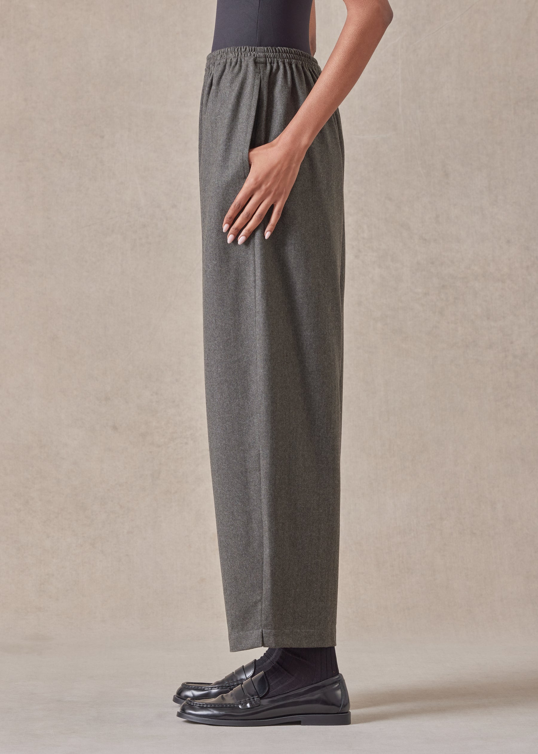 wool longer japanese trouser with ankle slits