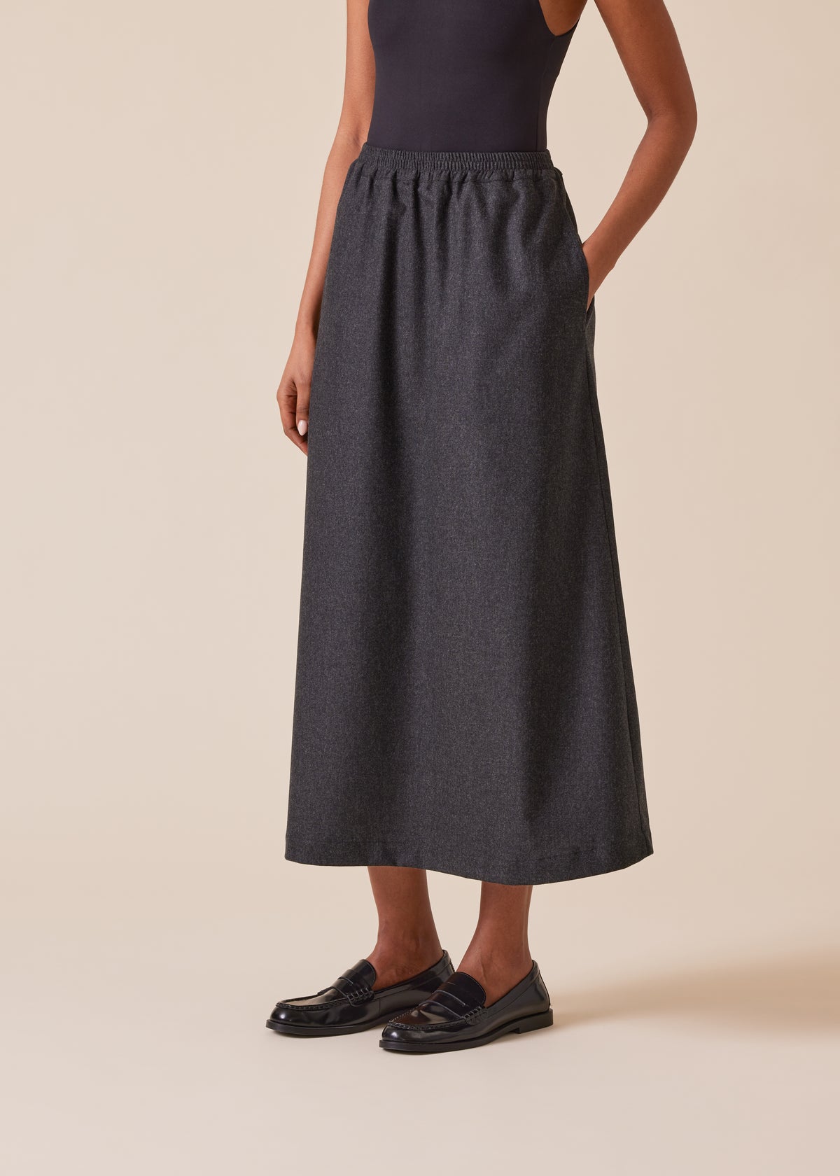 wool cashmere mix A-line skirt