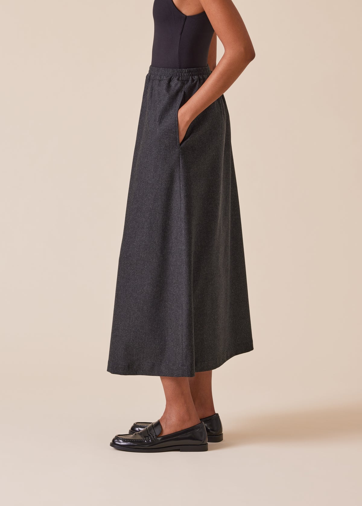 wool cashmere mix A-line skirt