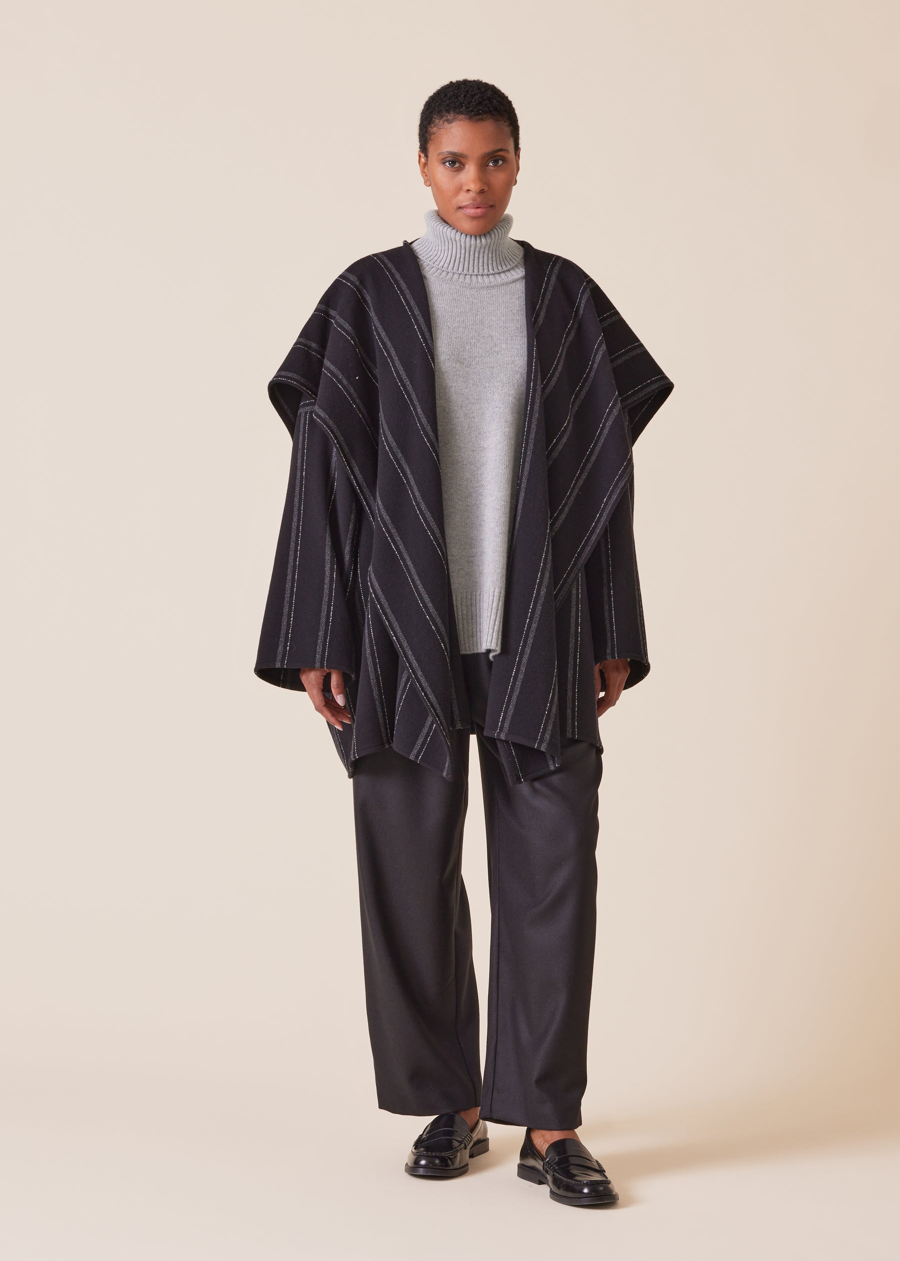 Black drape coat hotsell