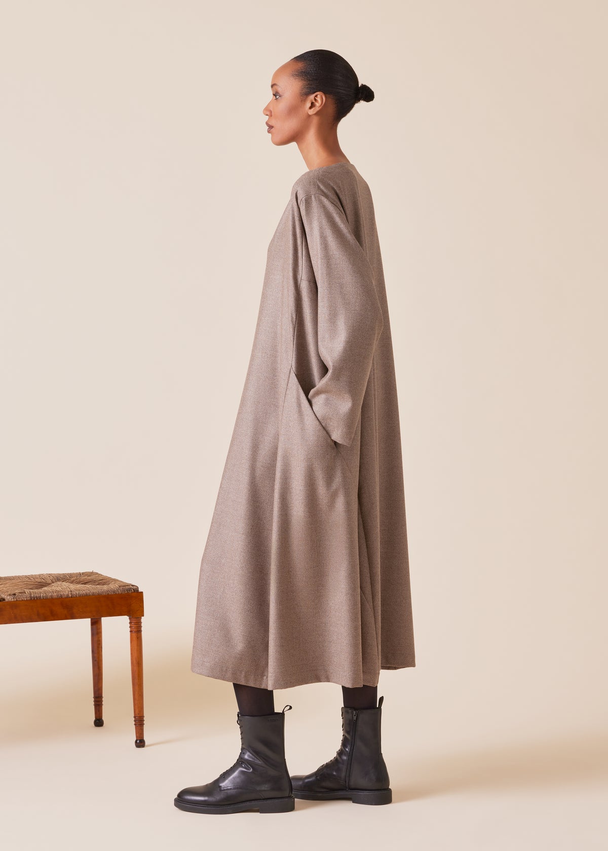 wool silk mix caucasus scoop neck dress