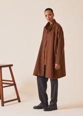 wool cashmere mix high neck caucasus coat - very long