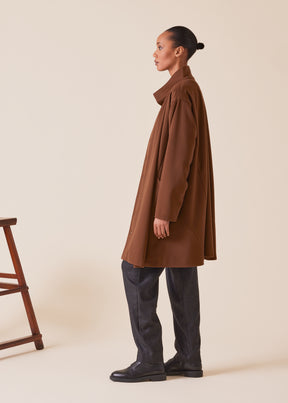 wool cashmere mix high neck caucasus coat - very long