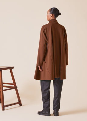 wool cashmere mix high neck caucasus coat - very long