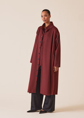 wool cashmere mix high neck caucasus coat - full length