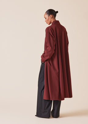 wool cashmere mix high neck caucasus coat - full length